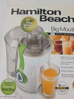 New,Hamilton Beach Big Mouth Juicer - White & Green Accents